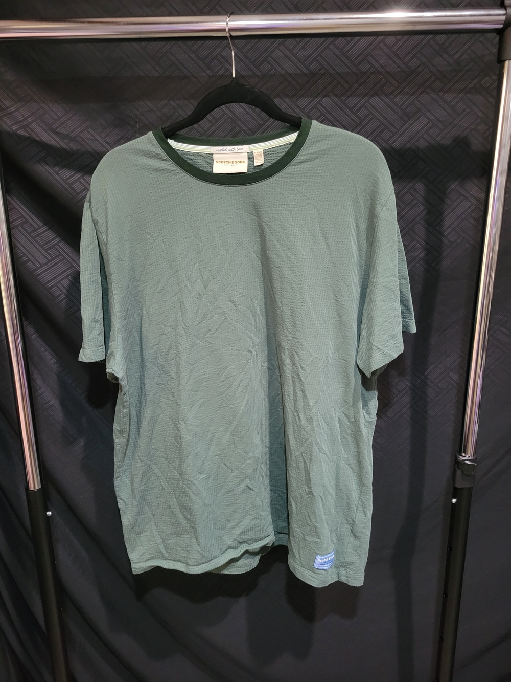 Scotch & Soda Men's Sage Green Short Sleeve Ringer Tee XL